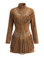 70er Western-Wildlederkleid mit Stickerei und Fransen