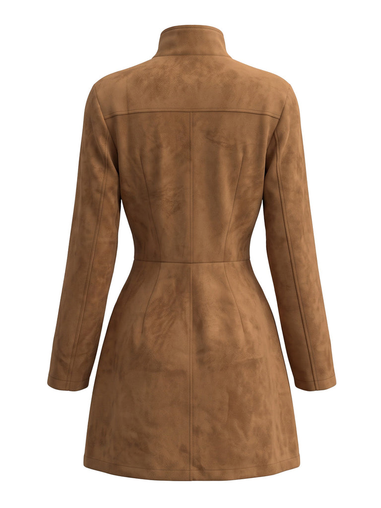 70er Western-Wildlederkleid mit Stickerei und Fransen