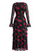 80er Maxikleid mit Leoparden-Print und Rüschen