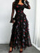 80er Maxikleid mit Leoparden-Print und Rüschen