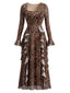 80er Maxikleid mit Leoparden-Print und Rüschen