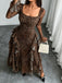 80er Maxikleid mit Leoparden-Print und Rüschen