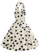 Beige 50er Swingkleid mit Polka-Dots und Neckholder