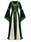 70er Mittelalter-Maxikleid mit Samt und Schnürung