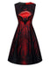 50er Gothic-Vampir-Kleid mit Fledermaus-Mond-Print