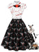 50er Halloweenkleid mit Augapfel- und Fledermausprint