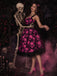 50er Korsett-Swingkleid mit Totenkopf-Print und Tüll-Patchwork