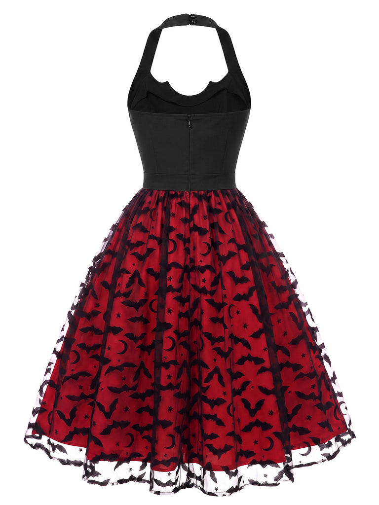 [Vorverkauf] 50er Halloween Kleid mit Fledermausprint und Neckholder