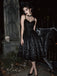 50er Gothic-Swingkleid mit Fledermausprint und Spaghettiträgern