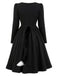 50er Katzenkleid mit eckigem Ausschnitt & Accessoire-Set