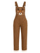 Hellbraune 40er Latzhose mit Rentier und offenkantigen Patchworkdetails