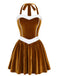 50er Weihnachts-Samtkleid mit Rentiermotiv und Kapuzencape