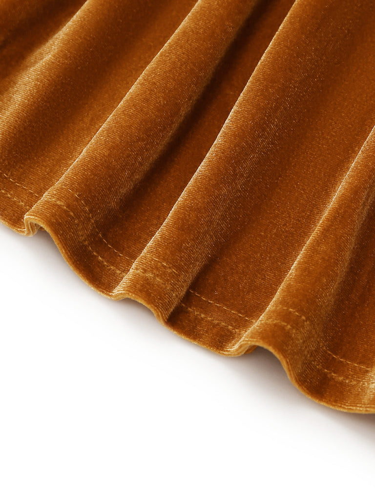 50er Weihnachts-Samtkleid mit Rentiermotiv und Kapuzencape