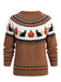Brauner 40er Halloween-Strickpullover mit Kürbis-Katzen-Print