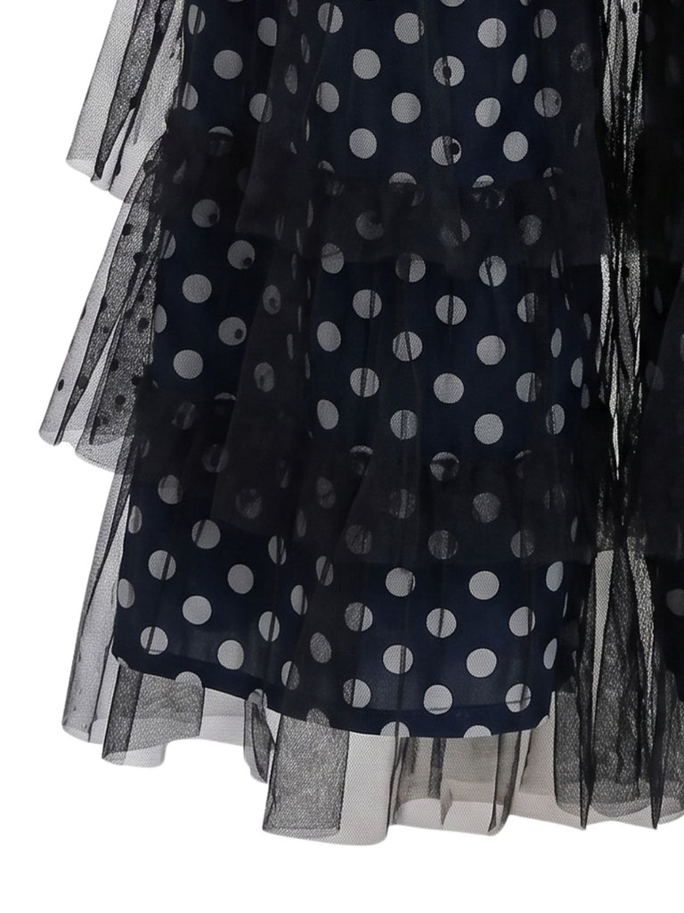 Schwarze 60er Hose mit Polka-Dots und Rüschen