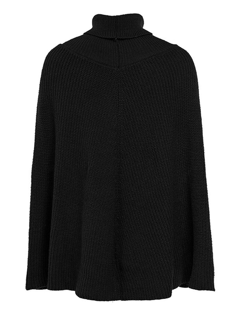 50er Rollkragen-Strickpullover mit Ärmeln im Cape-Look