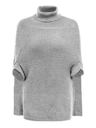 50er Rollkragen-Strickpullover mit Ärmeln im Cape-Look