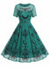 50er Gothic Swingkleid mit Sternen-Mond-Print