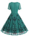 50er Gothic Swingkleid mit Sternen-Mond-Print