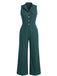 50er Utility-Jumpsuit ohne Ärmel mit Revers, Knöpfen und Taschen