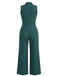 50er Utility-Jumpsuit ohne Ärmel mit Revers, Knöpfen und Taschen