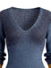Blaues 60er Strick-Minikleid mit Spitzenbesatz und V-Ausschnitt