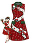 [Vorverkauf] Ärmelloses 60er A-Linien-Kleid mit Weihnachtsprint und Schleife