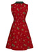 Ärmelloses 60er A-Linien-Kleid mit Weihnachtsprint und Schleife