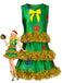 Grünes 70er ärmelloses A-Linien-Kleid mit Weihnachtsbaum