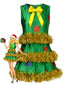 Grünes 70er ärmelloses A-Linien-Kleid mit Weihnachtsbaum