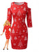 60er Bleistiftkleid mit Cold Shoulder, Tannenbaum und Schneeflocken