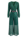 50er Pailletten-Jumpsuit mit V-Ausschnitt und Langarm