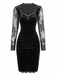 60er Samt-Bodyconkleid mit Spitzenärmeln