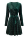 50er Langarm-Glitzersamtkleid mit V-Ausschnitt und Gürtel