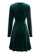 50er Langarm-Glitzersamtkleid mit V-Ausschnitt und Gürtel