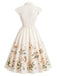 Weißes 50er Kleid mit Blumen und Flügelärmeln