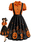 [Vorverkauf] 50er Halloween Swingkleid im Zweiteiler-Look mit Kürbis