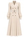 Beiger 40er zweireihiger Trenchcoat mit Puffärmeln