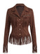 Braune 70er Western-Jacke mit Fransen und Wildlederoptik