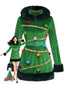 Grünes 50er Weihnachtsbaum-Kostümkleid mit Kapuze