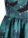 50er Halloween Swingkleid mit Spukhaus- und Kürbis-Fledermaus-Print