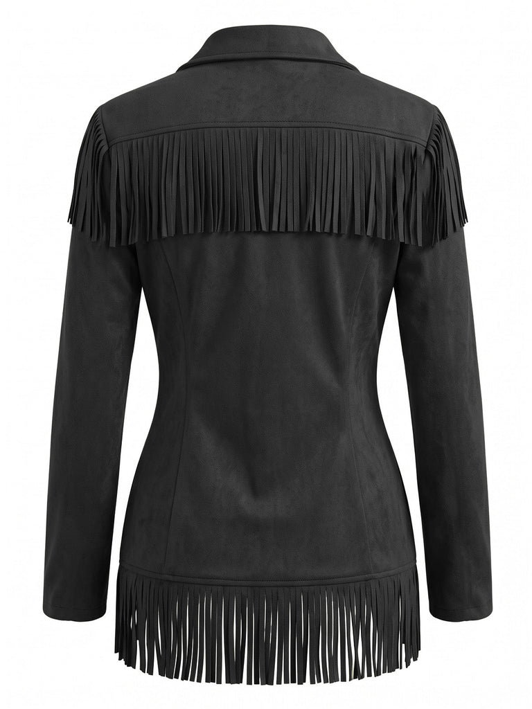 50er Wildleder-Jacke mit Fransen und Reverskragen