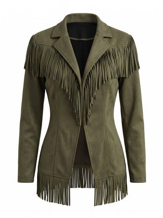 50er Wildleder-Jacke mit Fransen und Reverskragen