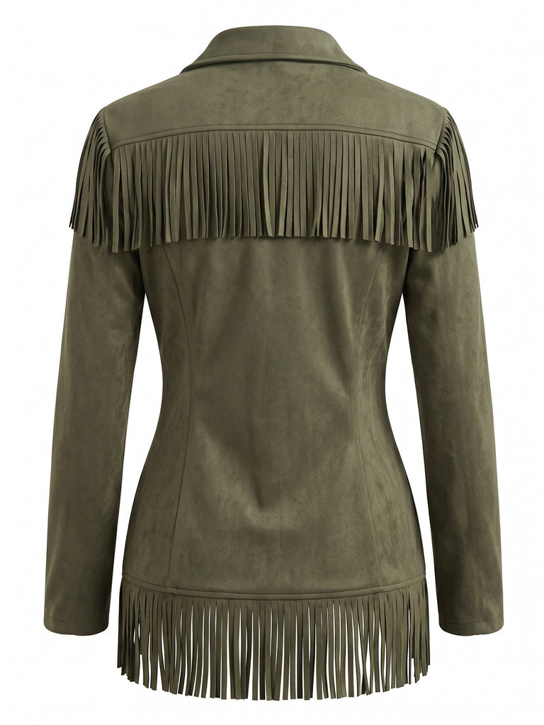 50er Wildleder-Jacke mit Fransen und Reverskragen