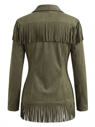 50er Wildleder-Jacke mit Fransen und Reverskragen
