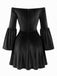 Schulterfreies 60er Samtminikleid mit Glockenärmeln