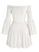 Schulterfreies 60er Samtminikleid mit Glockenärmeln