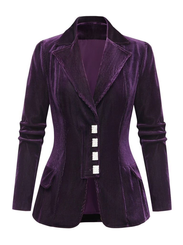 Lila 50er Cordjacke mit Reverskragen
