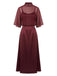 Weinrotes 40er Satin-Slipkleid & Schal