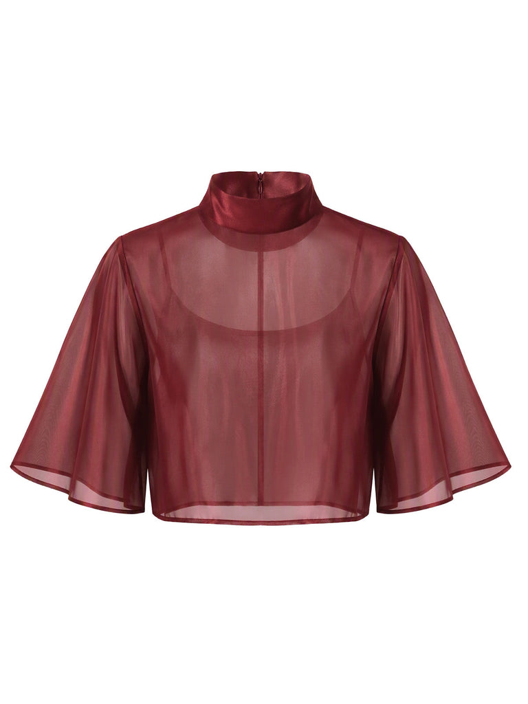 Weinrotes 40er Satin-Slipkleid & Schal